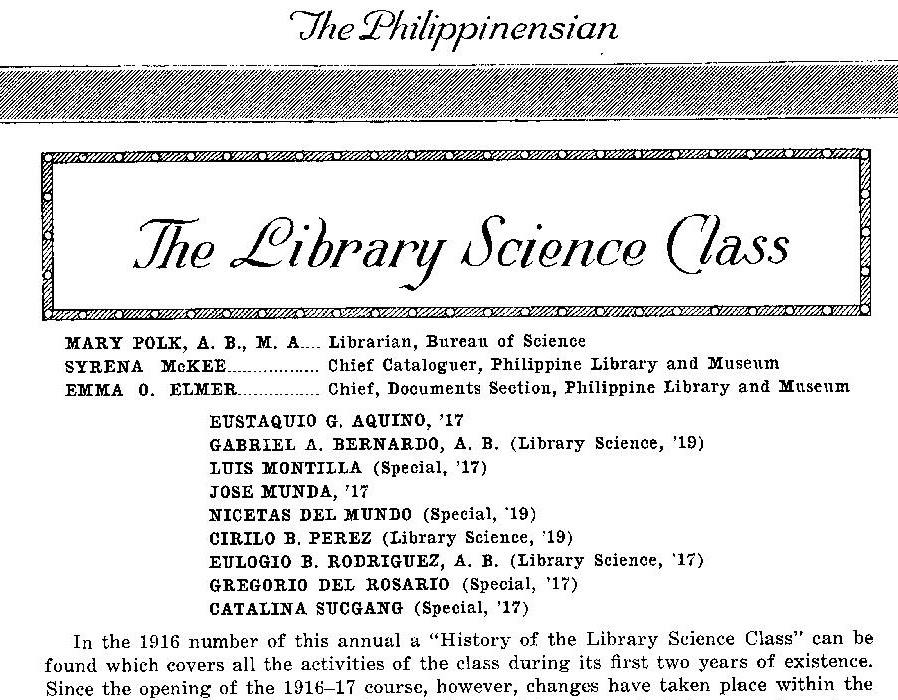 The Library Science Class 1917